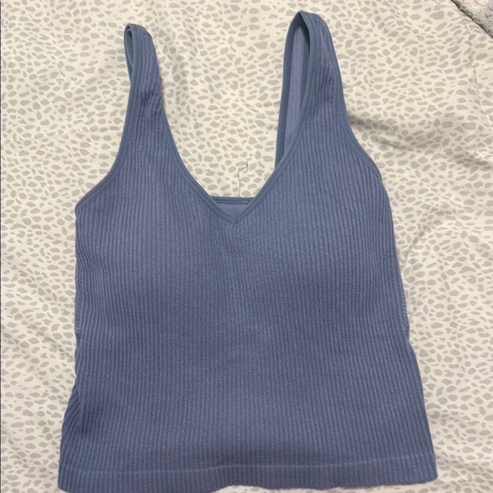Altar'd State Blue Ribbed Sleeveless Tank Top